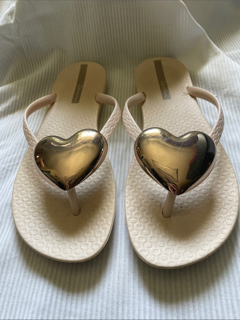 Ipanema Blush Pink Sandals with Gold Heart Accent